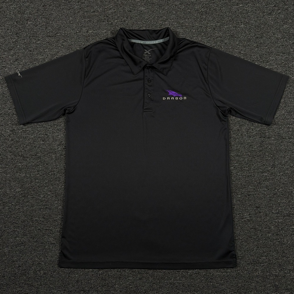 SpaceX Polo Shirt Mens XL Black Embroidered Dragon Space Exploration Techno